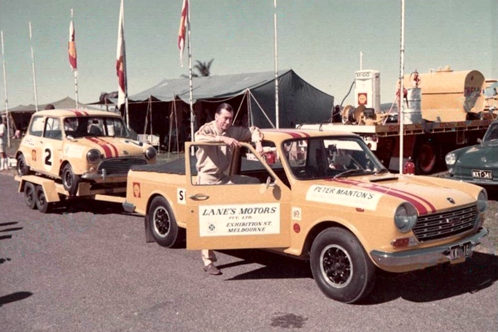 1970 Cooper S Race Car and Austin 1800 Tow Car - Peter Manton - Surfers Paradise